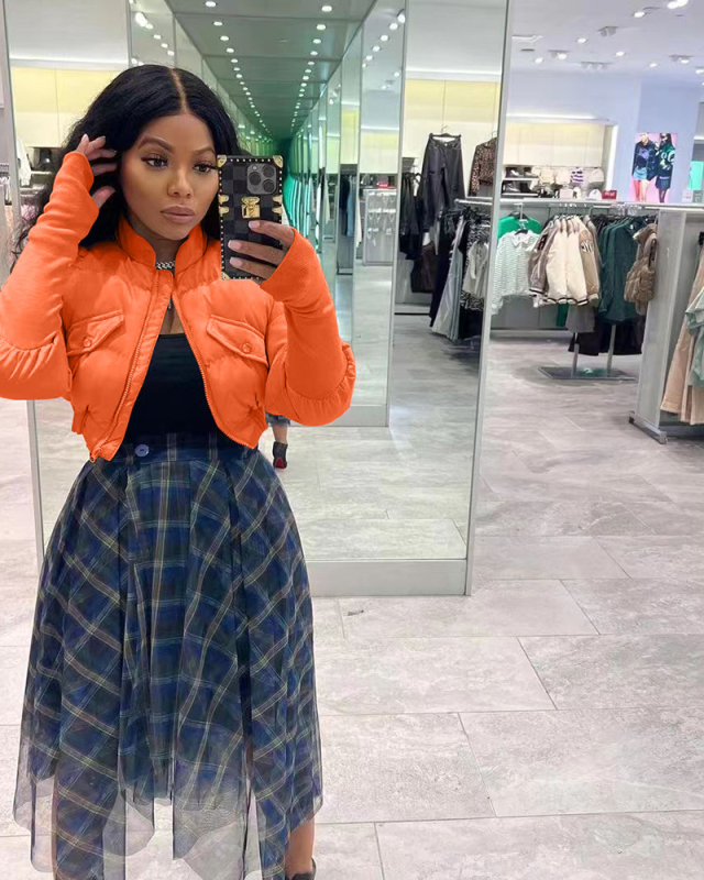 Hot Sale Long Slim Sleeve Mini Jacket Gray Pink Green Blue Orange S-XL