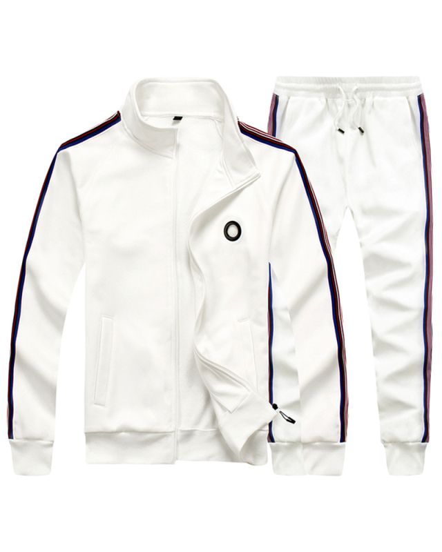 Men's Sports Plus Size Casual Wear Long Sleeve Coat GYM Two-piece Sets S-2XL