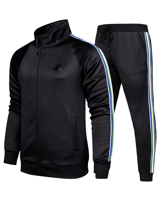 Men's Sports Plus Size Casual Wear Long Sleeve Coat GYM Two-piece Sets S-2XL