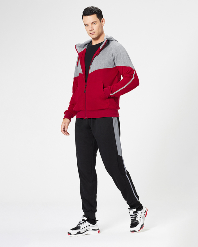 Men's Long Sleeve Colorblock Hot Sale Retro Sports GYM Sports Two Pieces Outfits Pants Sets S-2XL