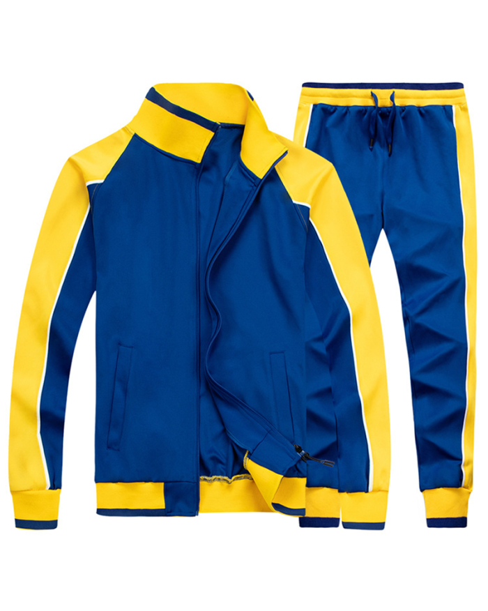 Men's Autumn Long Sleeve Plus Size Outdoor Sports Suit Two Pieces Pants Sets S-2XL