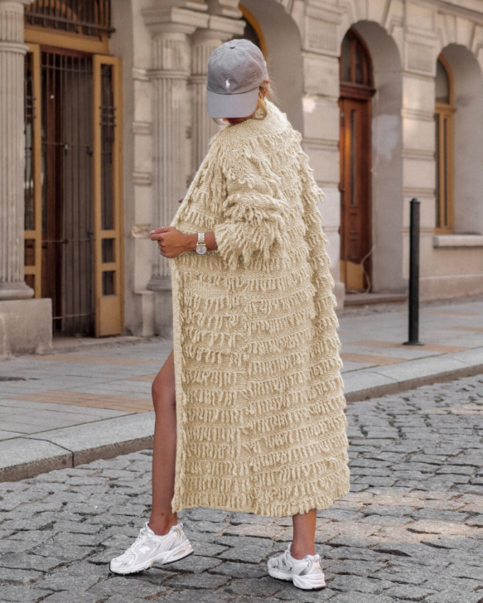 Fringe Women Knitted Long Sweater Coat S-XXL