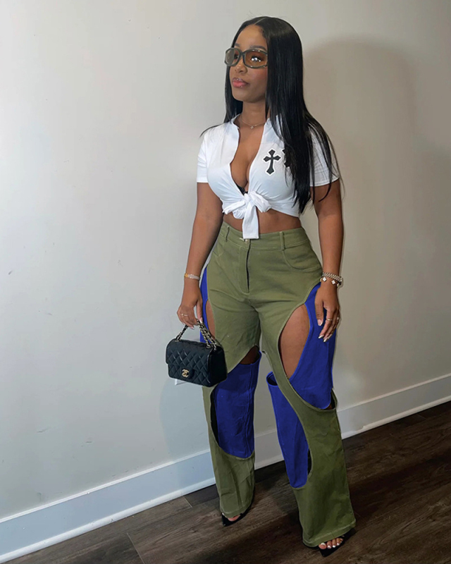 Leisure Wholesale Hollow Out Fashion Pants S-XXL
