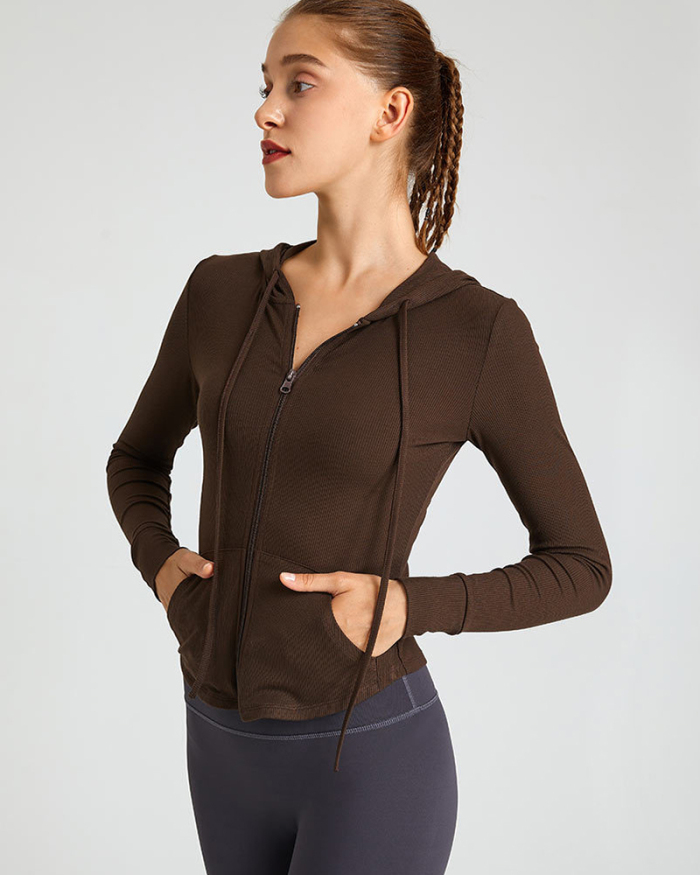 Yoga Fitness Long Sleeve Hoodies Women Coat S-XL