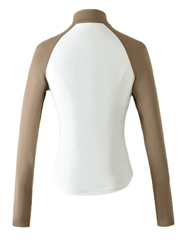 Stand Collar Colorblock Long Sleeve Zipper Running Yoga Coat S-XL