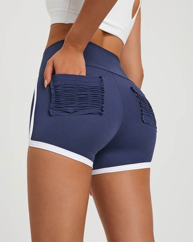 Women Colorblock High Wait Good Elastic Fitness Running Shorts S-XL