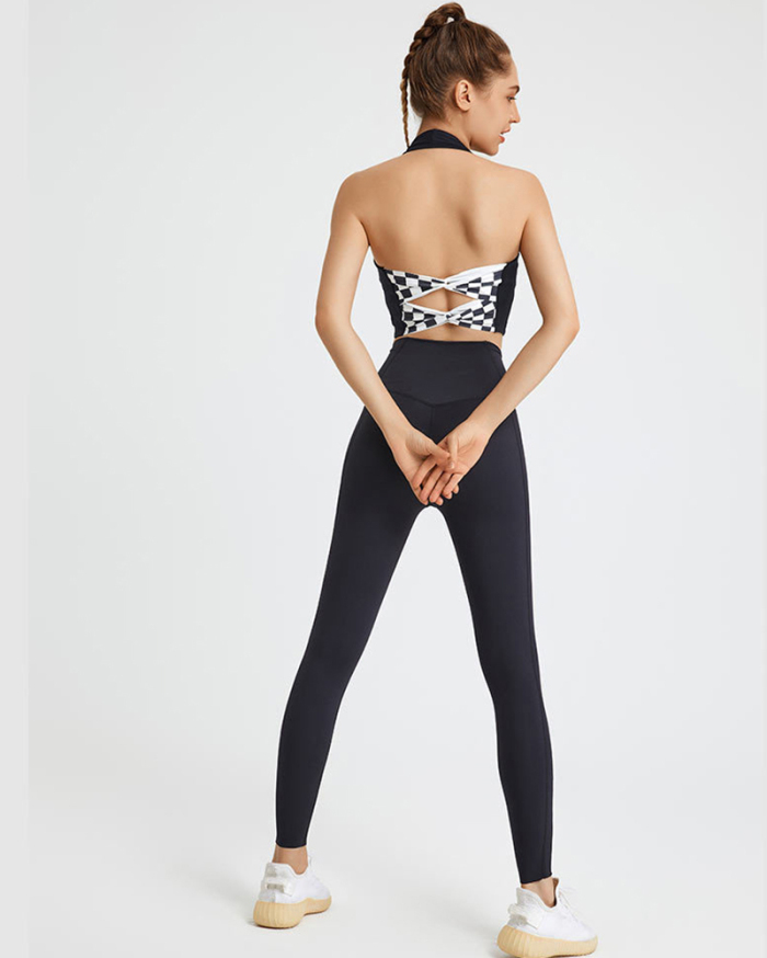 Woman Halter Neck Back Criss Yoga Sports Vest S-XL