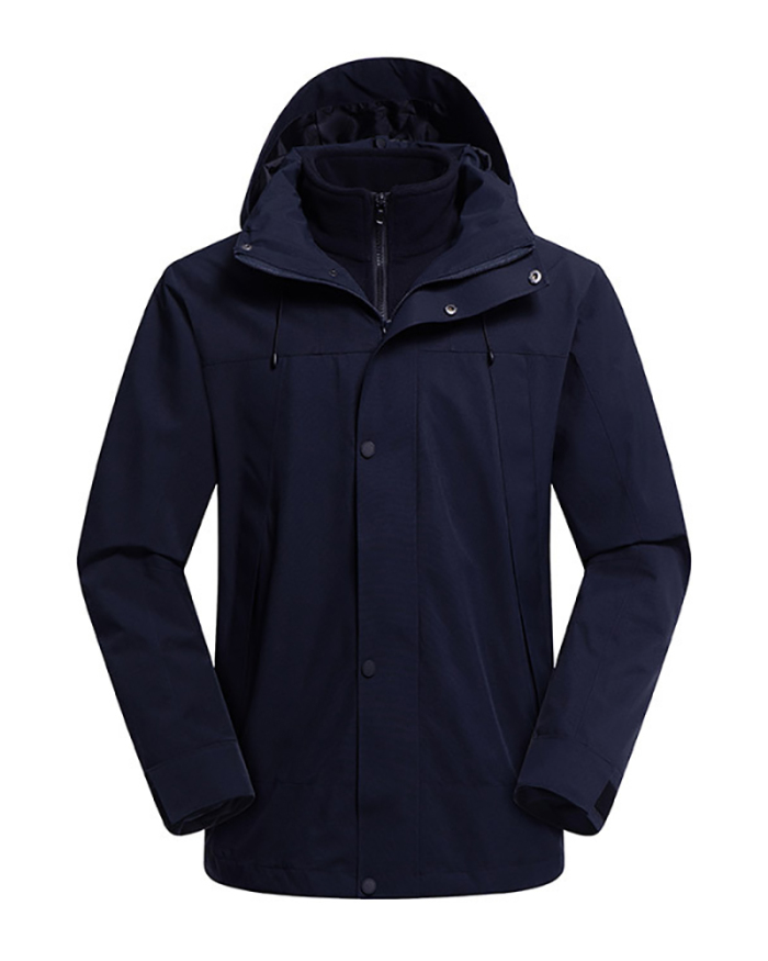 Detachable Two Piece Sets Windproof Waterproof  Inside Fleece Men's  Long Sleeve Jacket S-4XL