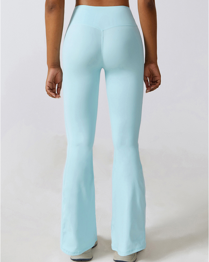 Wide Leg Side Pocket Criss Fold Waist High Waist Yoga Pants S-XL