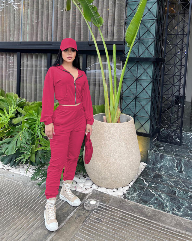 Sporty Women Rosy Two Piece Pant Set S-XXL