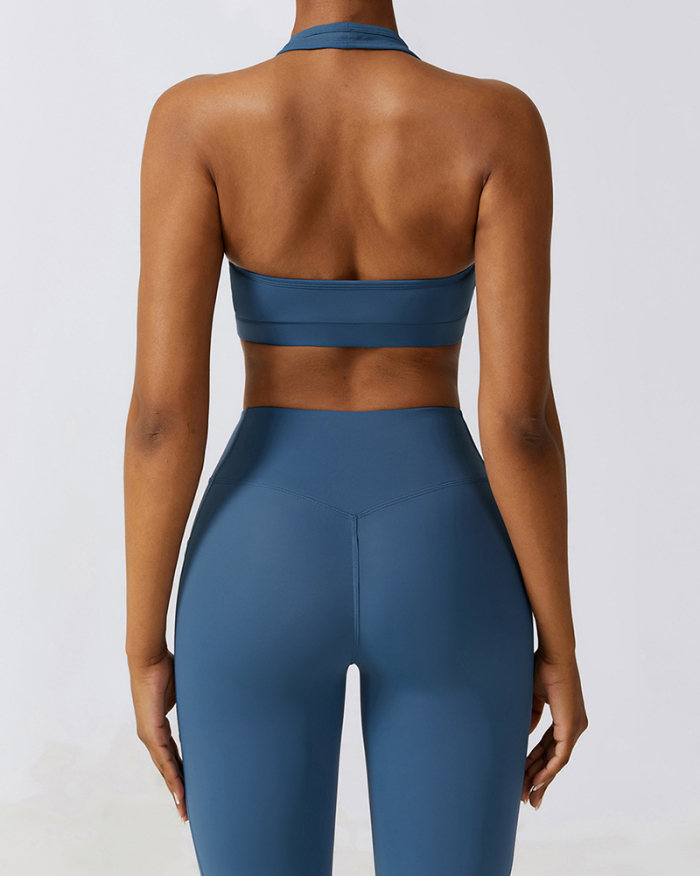 Women Square Collar Bra High Waist Side Pocket Pants Sets Yoga Two Piece Sets s-xl