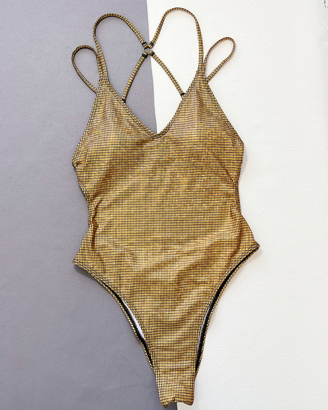 Golden Women Open Back One Piece Swimwear S-L
