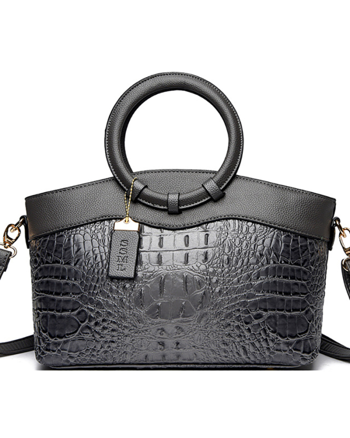 Fashion Ladies Crocodile Textured Shoulder Crossbody Handbag