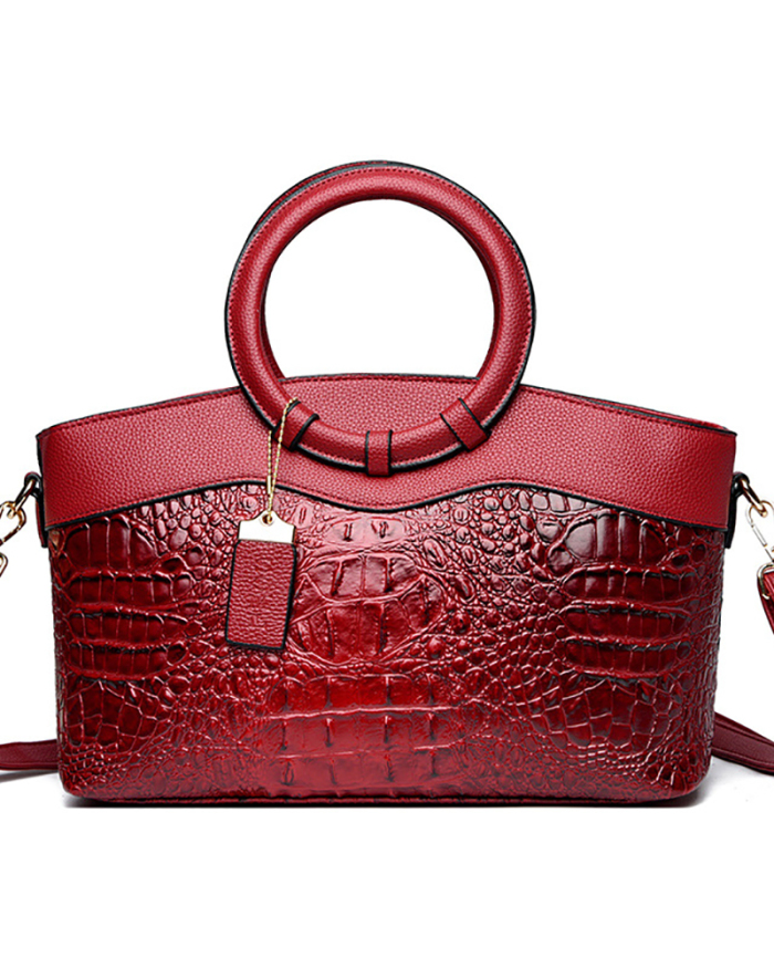 Fashion Ladies Crocodile Textured Shoulder Crossbody Handbag