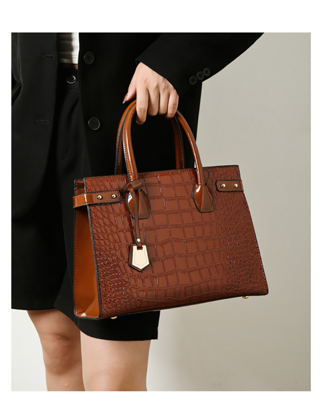 Vintage Women's Three Piece Mother's Bag Crocodile Textured Shoulder Crossbody Handbag