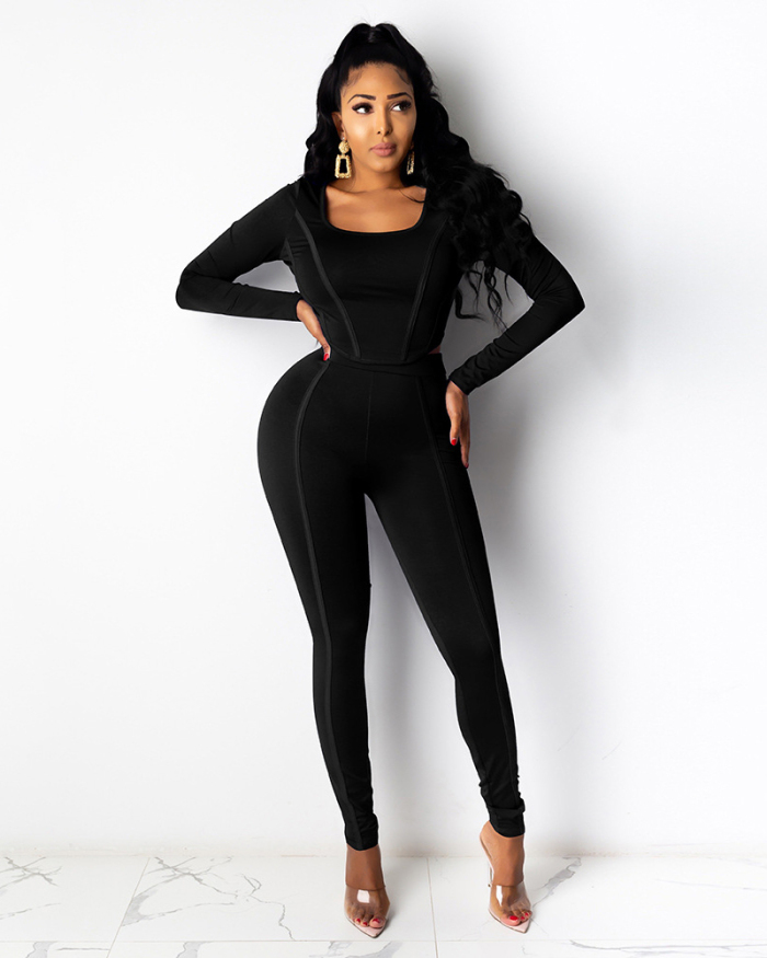 Solid Color Women New Two Piece Pant Set S-XXL