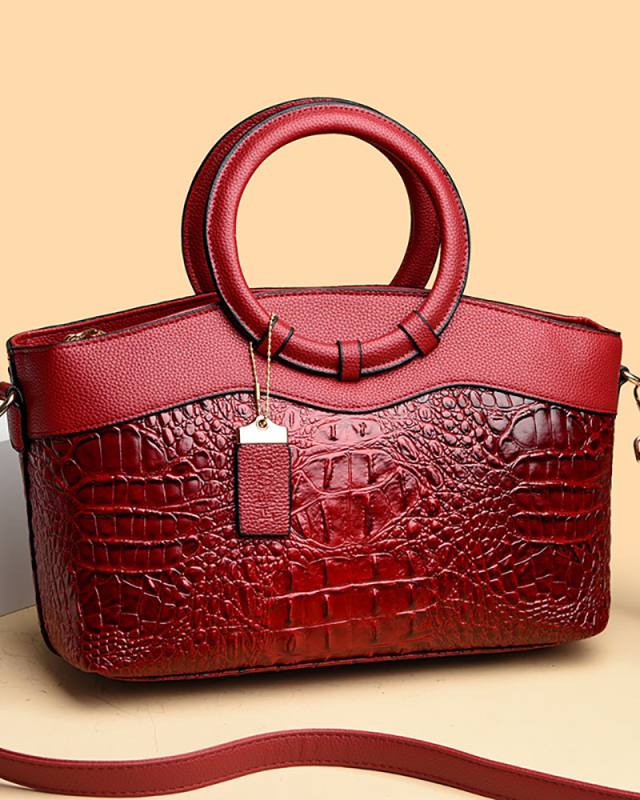 Fashion Ladies Crocodile Textured Shoulder Crossbody Handbag