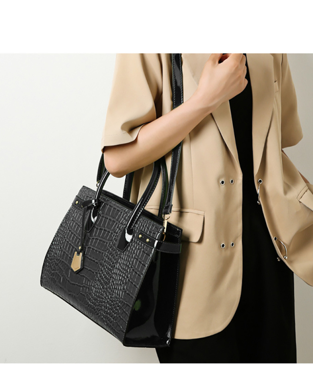 Vintage Women's Three Piece Mother's Bag Crocodile Textured Shoulder Crossbody Handbag