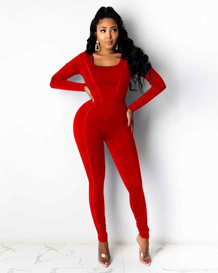 Solid Color Women New Two Piece Pant Set S-XXL