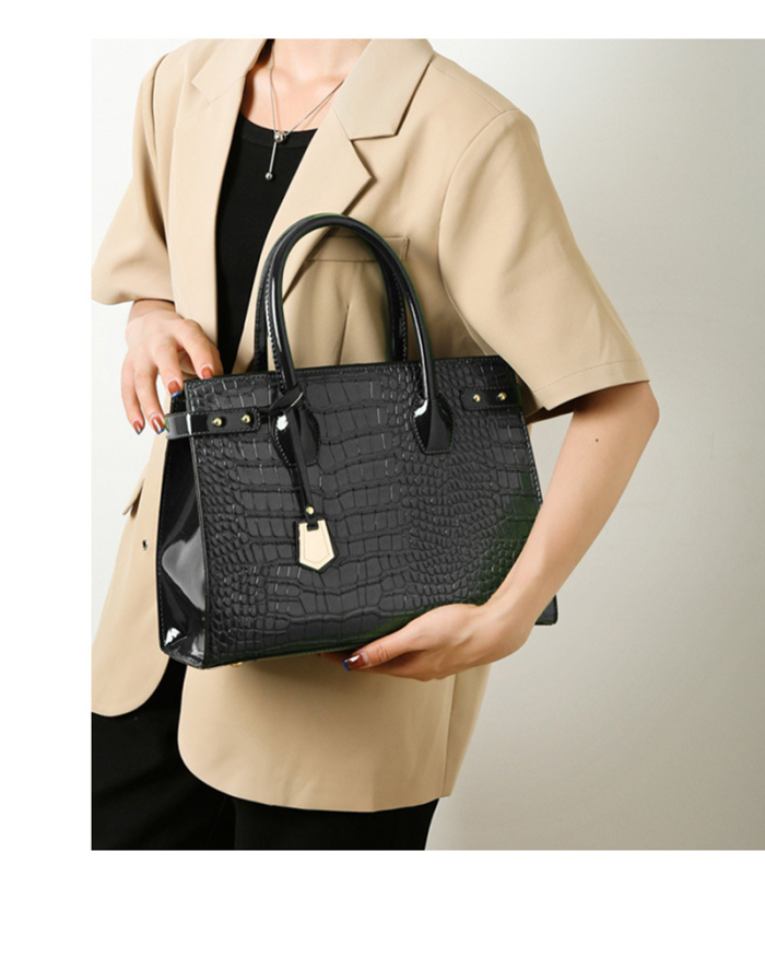 Vintage Women's Three Piece Mother's Bag Crocodile Textured Shoulder Crossbody Handbag
