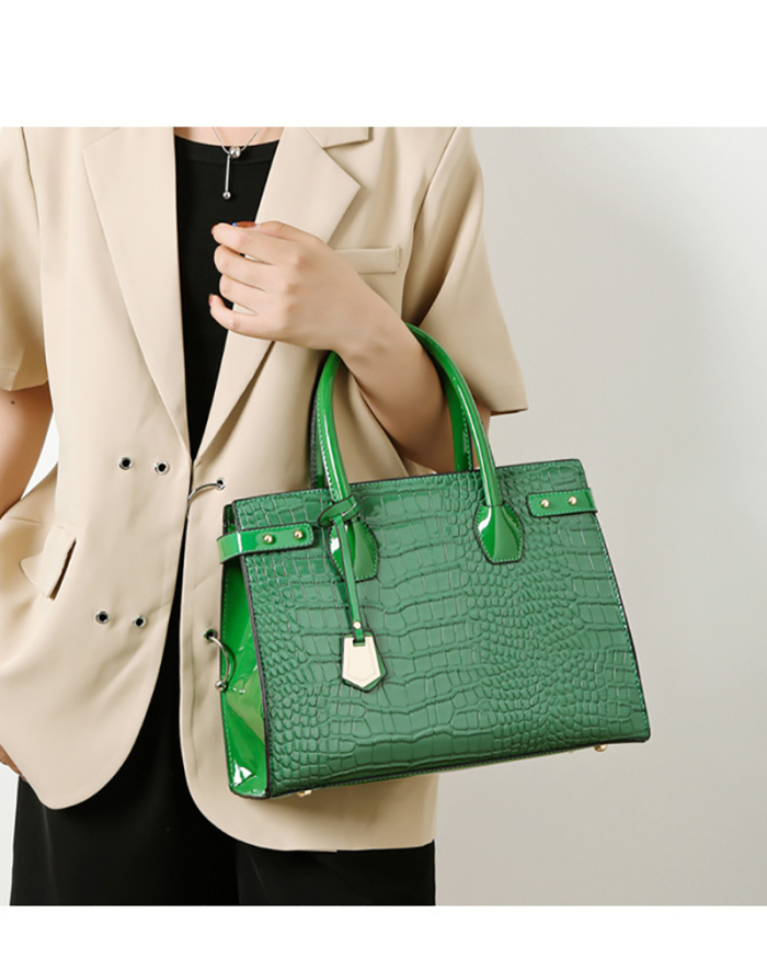 Vintage Women's Three Piece Mother's Bag Crocodile Textured Shoulder Crossbody Handbag
