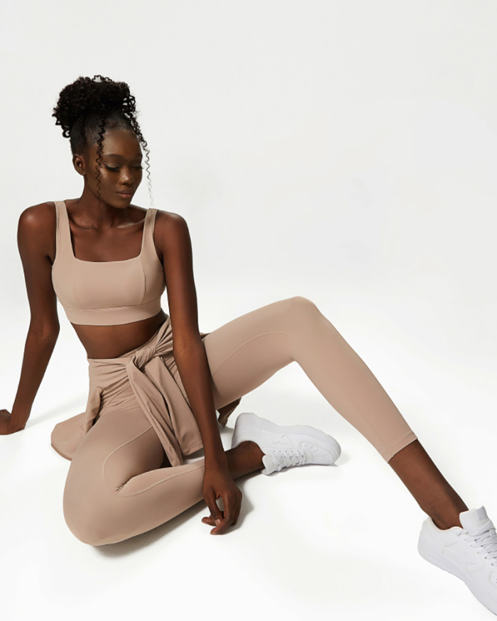 Women Long Sleeve Slim Coat Fashion Bra High Waist Pants Yoga Three Piece Sets S-XL