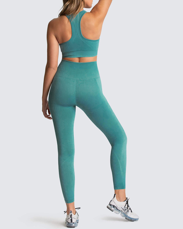 Hot Sale Seamless Slim Knit Sports Yoga Two-piece Sets S-L