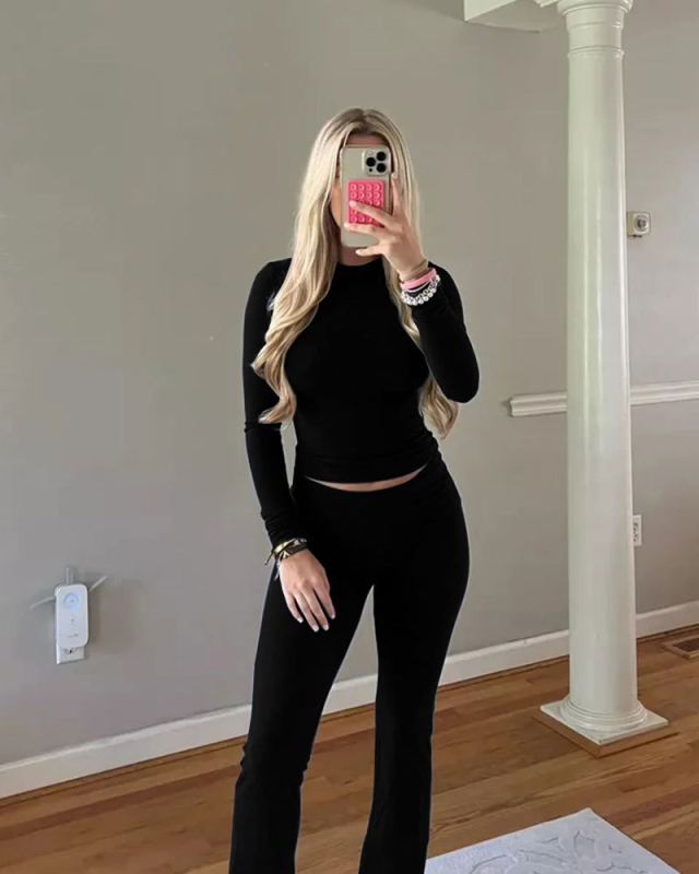 Cotton Women Fashion Hot Two Piece Pant Set XS-3XL