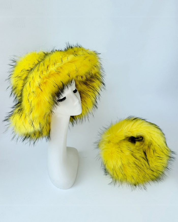 Trendy Popular Warming Imitation Raccoon Fur Hat Bag Sets