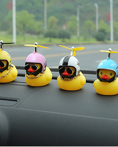 Car Cycling Decoration Wearing Helmet Tiktok Small Yellow Duck
