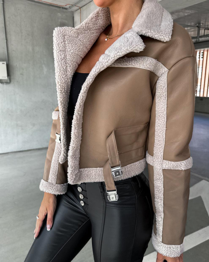 Hot Sale Winter Fur Long Sleeve Turn-down Collar Women Coats Khaki Black Brown S-2XL