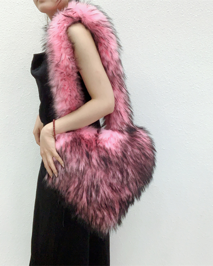 Wholesale Popular Y2K New Style Heart Shaper Fur Crossbody Bag