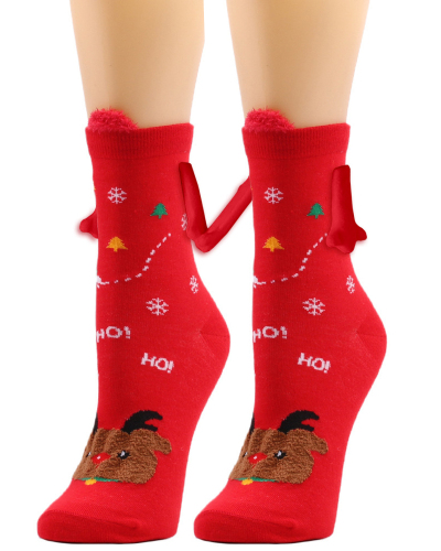 Hand-in-hand Socks Couples Magnetic Pull Cute Christmas Socks Cotton Stick Magnet Midtube Socks