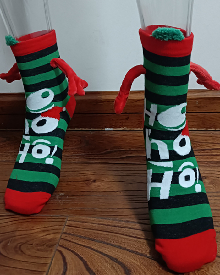 Hand-in-hand Socks Couples Magnetic Pull Cute Christmas Socks Cotton Stick Magnet Midtube Socks