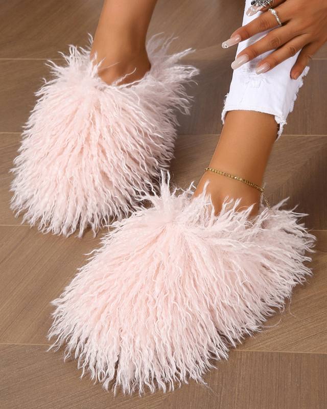 Popular Warm Housewear Mongolian Fur Slides 36-51