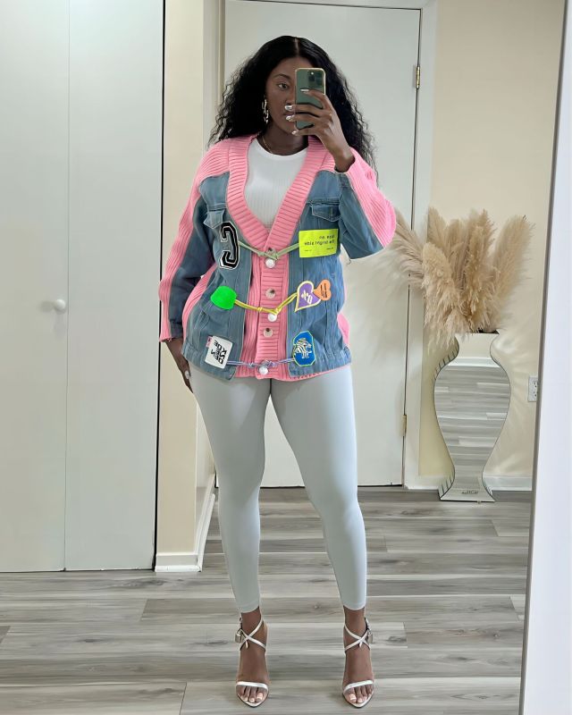 Pink Jean Women New Winter Fashion Sweaters One size