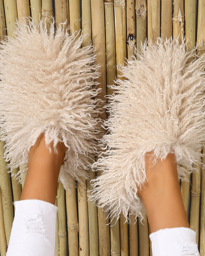 Popular Warm Housewear Mongolian Fur Slides 36-51