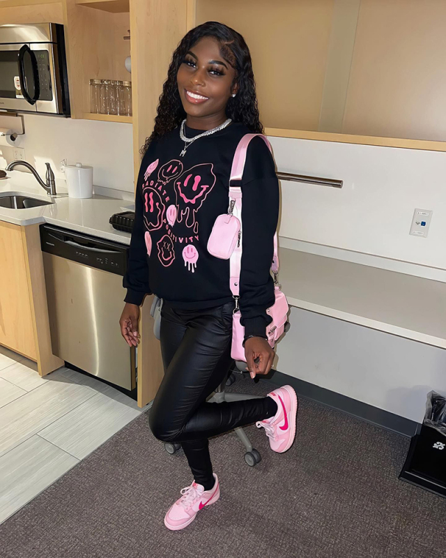 Black Printed Women Sweatshirts S-XL
