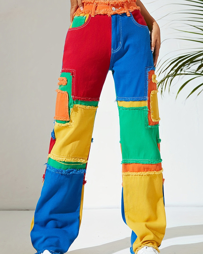 Colorful Women Fashion Street Style Bright Color Pants S-XXL