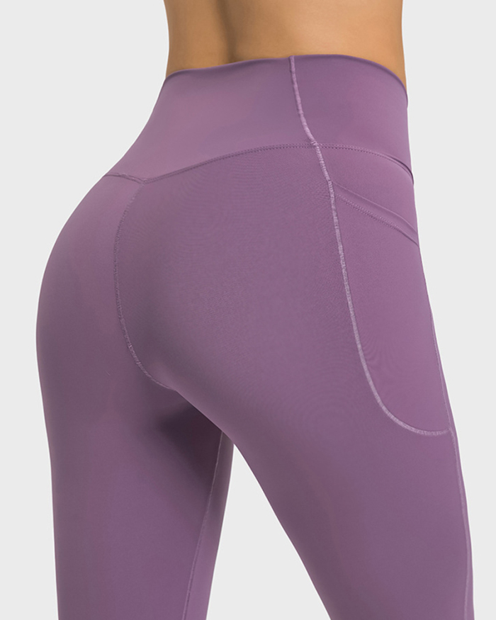 High Criss Waist Women Side Pocket Great Yoga Sport Pants 4-12