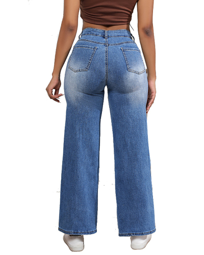 Wide Leg Women Jean Blue Fashion Pant XS-2XL