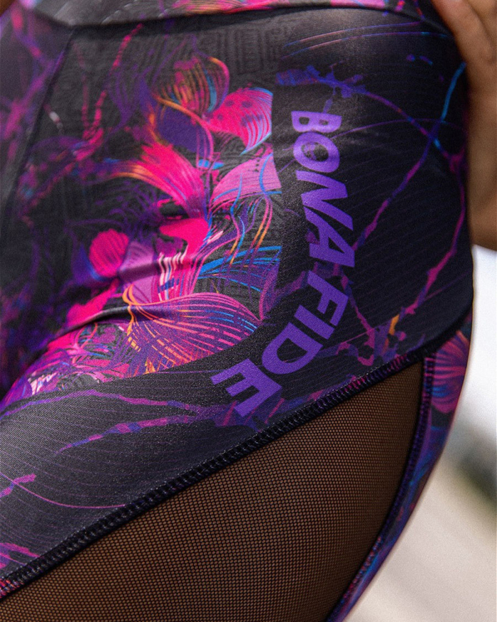 Women Colorblock Sleeveless Mesh Leg Slim Yoga Jumpsuit Purple S-XL