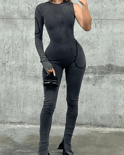 Single Sleeve Women Fashion Hot Jumpsuit XS-XL