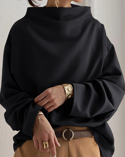 Women Long Sleeve Pullover Top Black S-XL