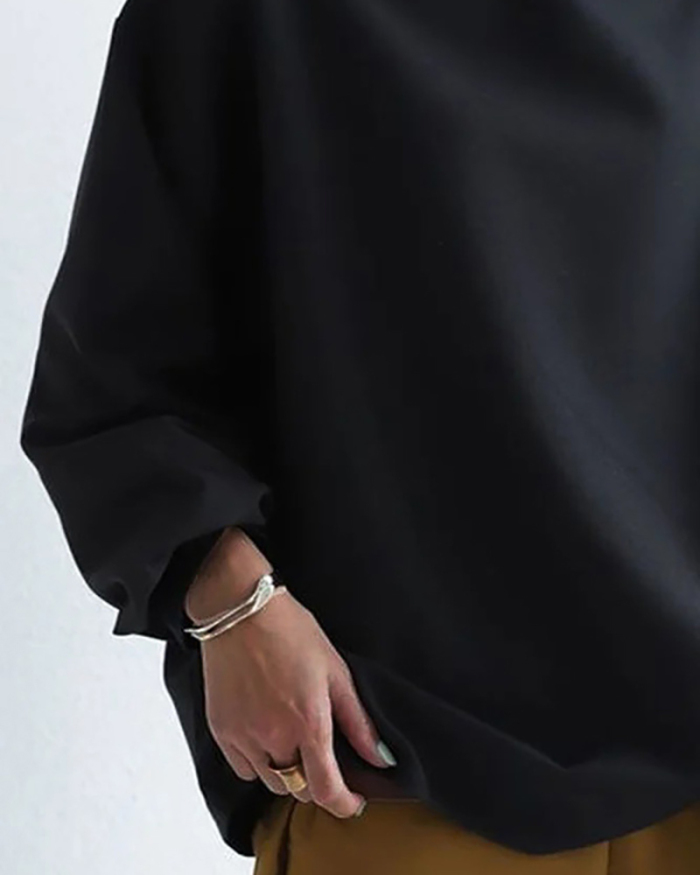 Women Long Sleeve Pullover Top Black S-XL