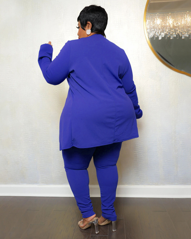 Elegant Long Sleeve Business Suit Plus Size Two Piece Sets L-4XL