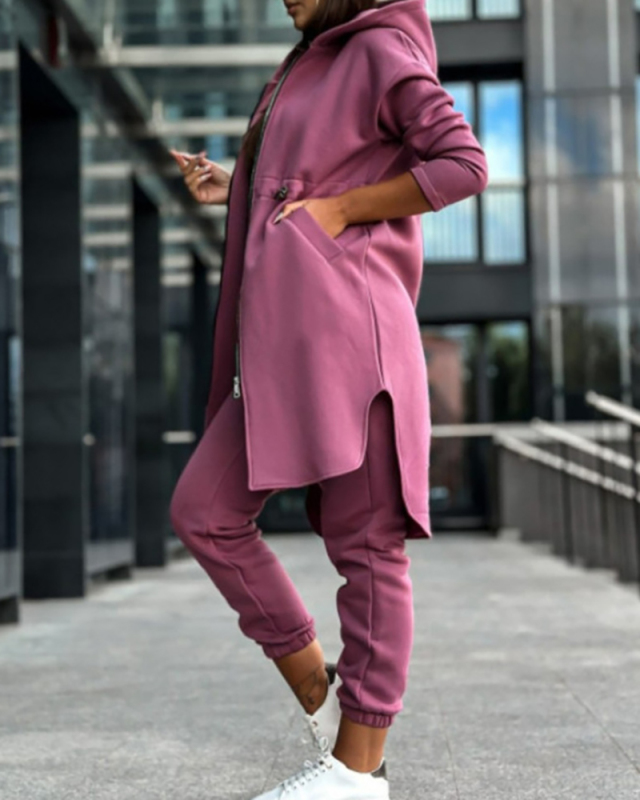 Women Long Sleeve Hoodie Warm Coat Casual Pants Sets Two Pieces Outfit S-2XL