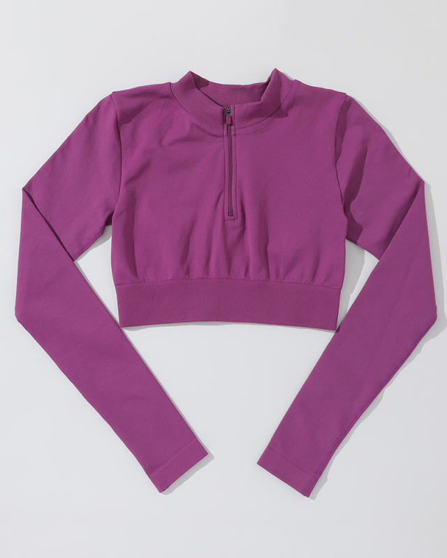 Half Zipper Knitting Long Sleeve Yoga Tops S-L