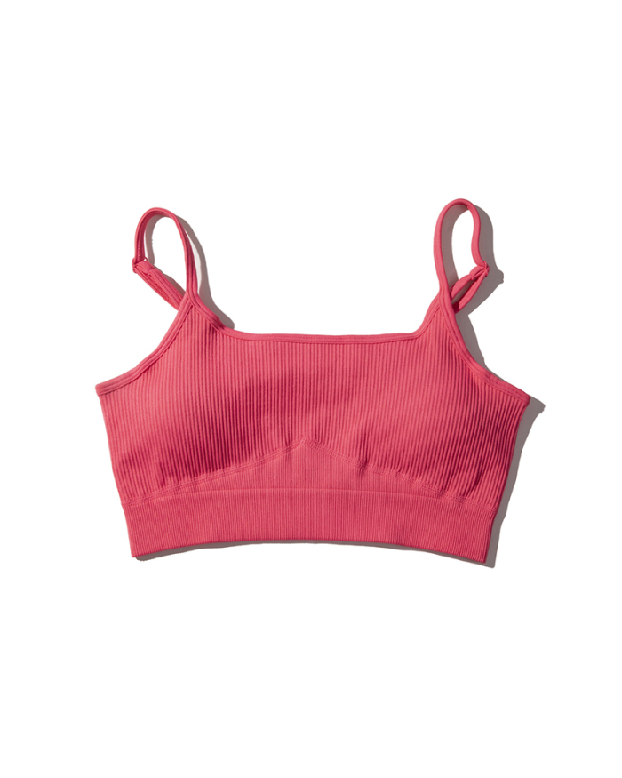 Yoga Solid Color Seamless Sling Sports Bra S-L