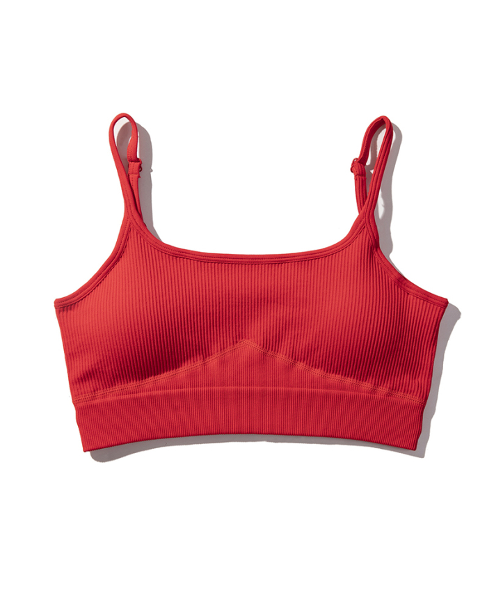 Yoga Solid Color Seamless Sling Sports Bra S-L